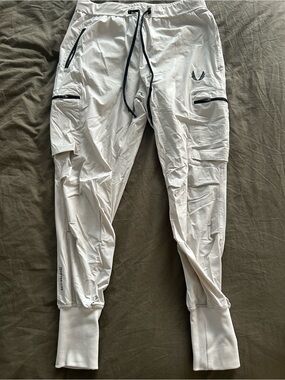 ASRV White Cargo Joggers with Black Accents